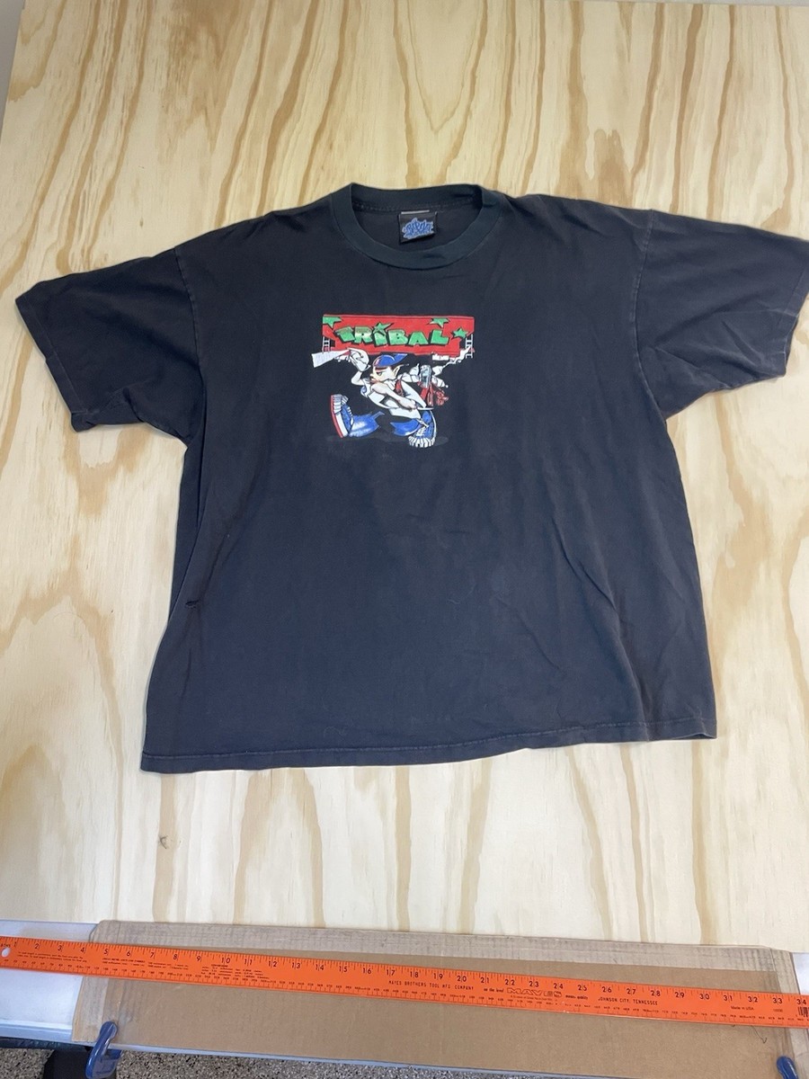 Tribal Gear 90s Single Stitch Mens Black T Shirt Graffiti Graphic