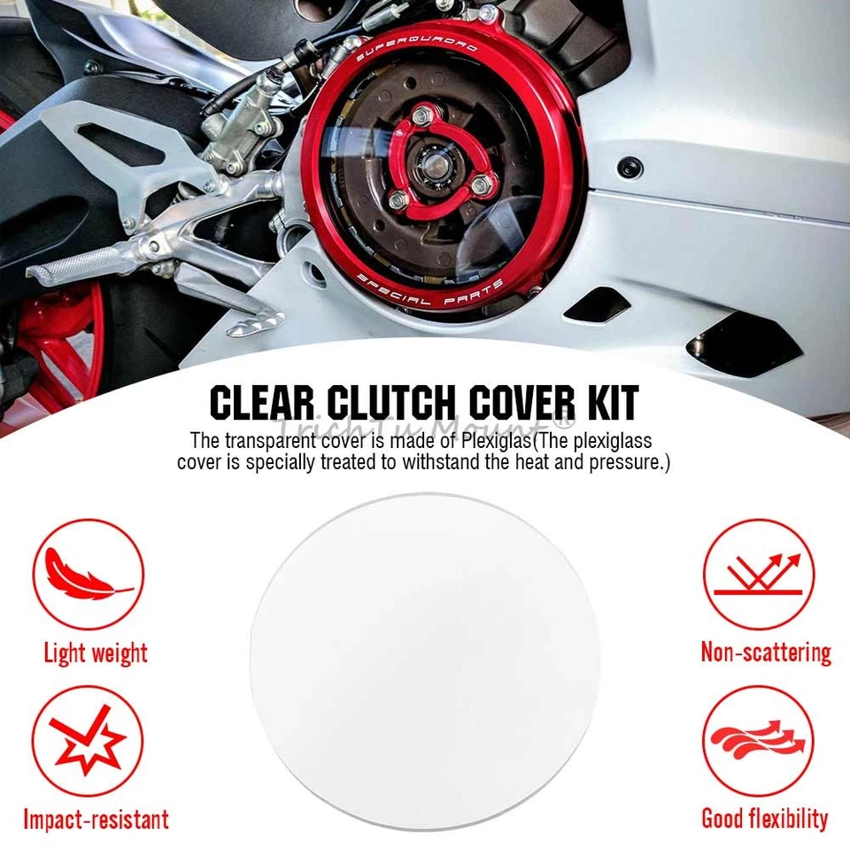 Cubierta de embrague transparente Racing + retenedor de resorte para Ducati 1199 959 1299 Panigale V2 Foto 3 de 4