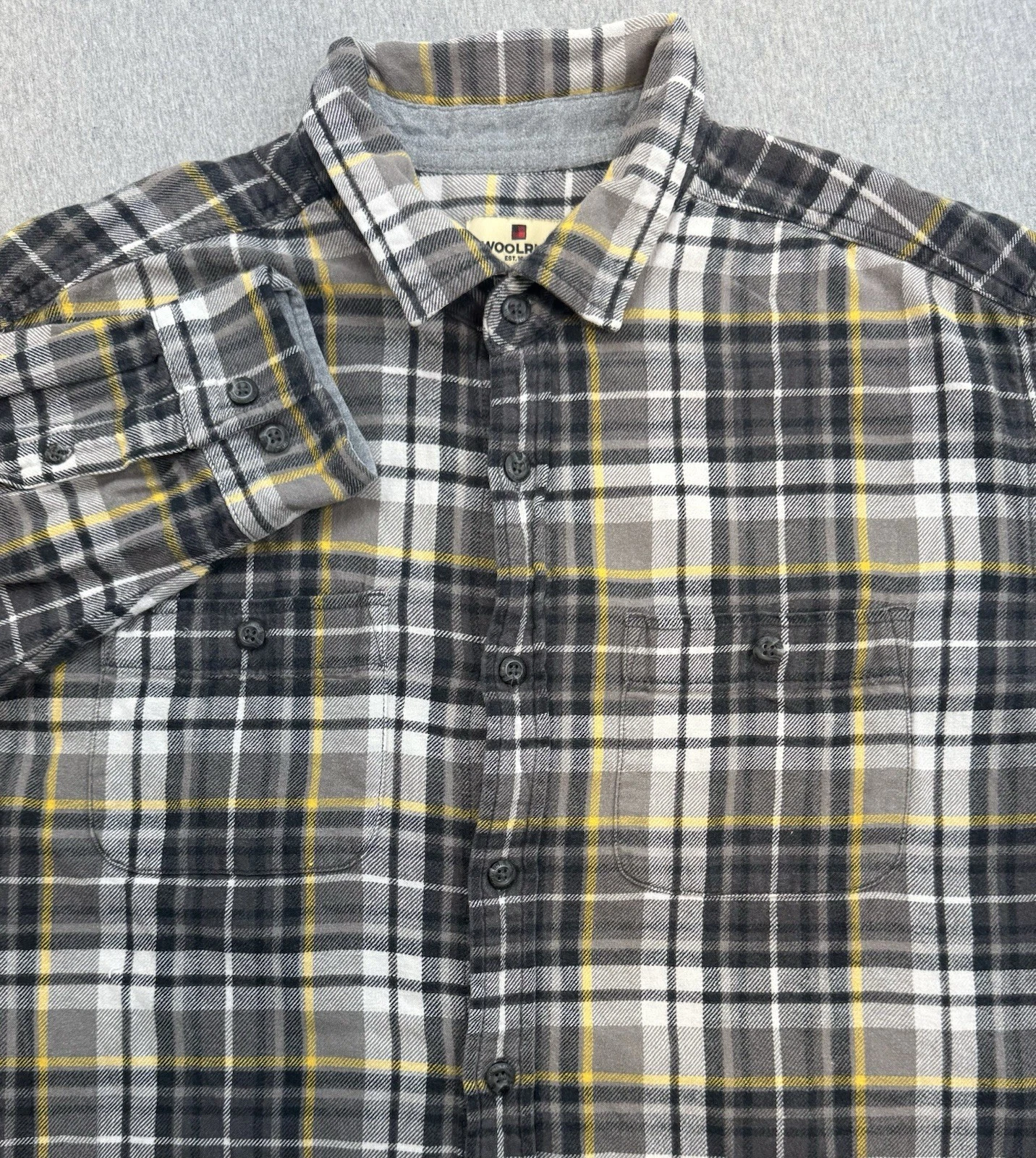 Woolrich Shirt Mens XL Plaid Flannel 100% Cotton Long Sleeve Button Up