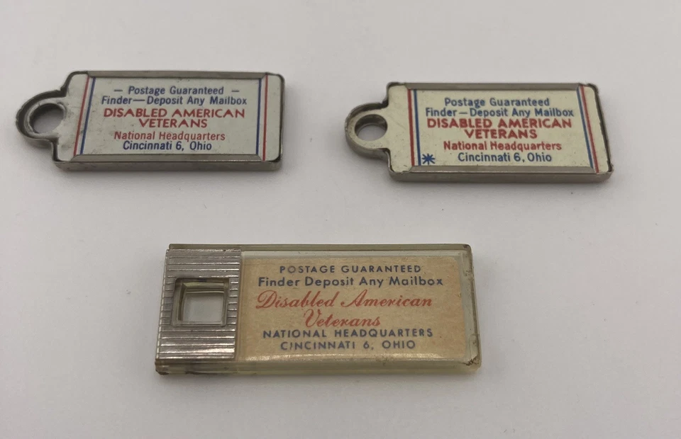 Rare Lot of 3 Disabled Veterans Mini License Plate Key Tags New York 1949,52,53 - Image 2 of 2