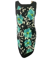 AB Studio Floral Sheath Dress sz8 Sleeveless zip back elegant