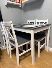 Grey & White Table & 4 Chairs
