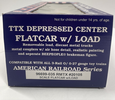TTX DEPRESSED CENTER FLAT CAR w/LOAD 96699-035 RMTX #20105