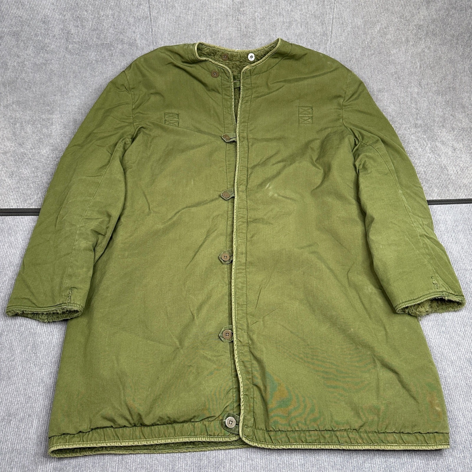 Vintage Swedish Military C52 Field Coat Liner Green Pile Lined C52 Large