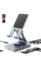 Plugable USB-C Dock with Stand 100W Hub, for Windows, iPadOS, Phones and Tablets