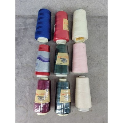 Lot of 9 Overlock Serger Thread Cones Coats SureLock 100% Spun Polyester 3000