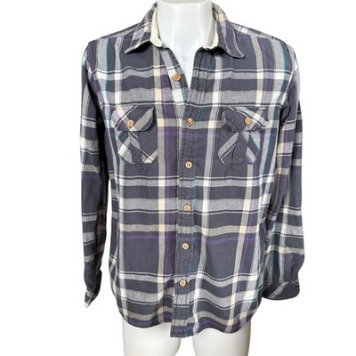 Red Camel men's long sleeve collared button down gray plaid shirt size XL