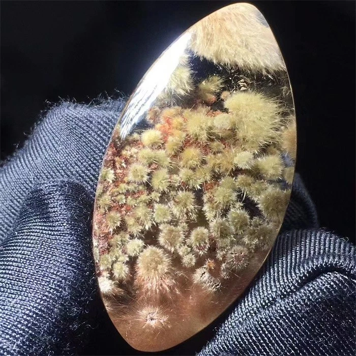 3.9cm Natural "Green Flower" Rutilated Quartz Cabochon-28 - Image 3 of 4