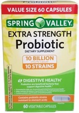 60 Spring Valley Extra Strength Probiotic Capsules 10 Billion CFU 10 Strains '24