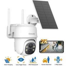 Security Cameras Outdoor Wireless Solar-Powered with 360° Pan&Tilt Auto Tracking
