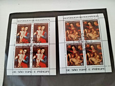 5 PLANCHES DE 4 TIMBRES ÉMIS PAR SAO-TOMÉ-ET-PRINCIPE 1977 TABLEAUX