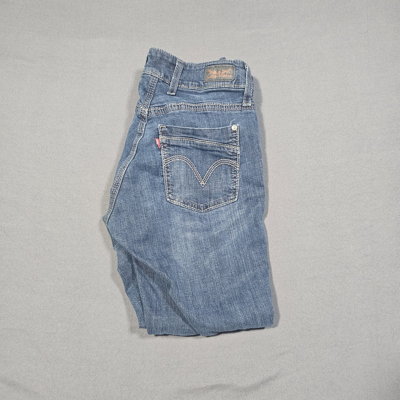 Levis 529 Women Jeans 4 Blue Denim Skinny Leg Curvy Fadeout Whisker Solid Cotton