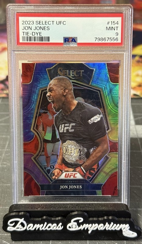 2022 Panini Select UFC Jon Jones #154 Premier Level Tie-Dye Prizm 19/25 PSA 9