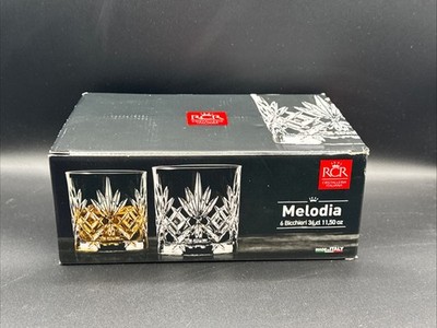 RCR Italian Melodia 11.5 oz Crystal Whiskey Drinking Glasses Luxion Set of 6