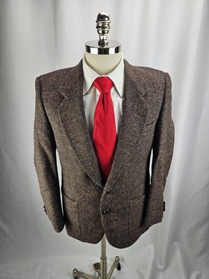 Nino Cerruti Men's Brown Herringbone Wool Blazer Jacket 38S