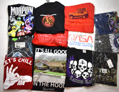 Lot of 12 New Mens Overstock Shirt Music/TV/Movie/Culture Shirts New Medium