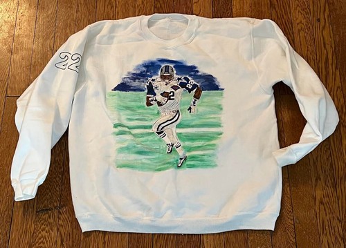 VTG 90 Emmitt Smith Dallas Cowboys 1990s NFL Football Sweatshirt Medium - Picture 3 of 8