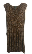 NWT RALPH LAUREN Womens 6 Animal Print A-line Camel Multi Sleeveless Dress