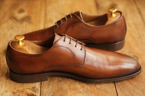 Hugo Boss Brown Burnished Leather Derby Lace Up Shoes UK 9 US 10 EU 43 - Picture 7 of 11