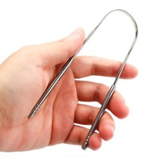1PCS Tongue Scraper Cleaner Stainless Steel Dental Fresh Breath Cleaning Oral