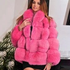 Women Real Fox Fur Coat Genuine Full Pelt Jacket Winter Nature Thick Fur Outwear