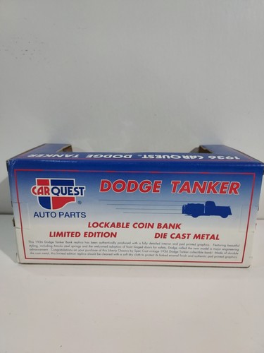 NIB Liberty Classics CarQuest 1:24 Die Cast 1936 Dodge Tanker Truck Bank - Picture 5 of 8