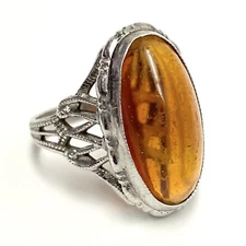 Antique Ostby Barton Ring Sterling Silver and Dragons Breath ~ size 6.5