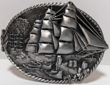 Bergamot Brass Works '83 Rudyard Kipling Quote Clipper Ship Schooner Belt Buckle