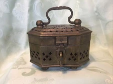 Brass 1970’s Indian? Cricket/Incense, Trinket Box Illegible Mark circa 1970s