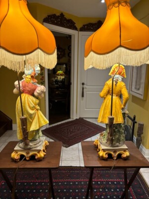 Vintage Capodimonte Napoleon and Josephine Figurines Table Lamp by