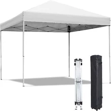 Pop up Canopy Tent 10 x 10FT Patio Instant Gazebo Party Tent /Wheeled Bag White