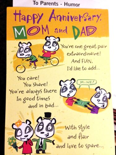 Divertida tarjeta de feliz aniversario para mamá y papá 5 opciones  divertidas 52A | eBay