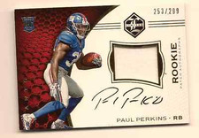 PAUL PERKINS 2016 PANINI LIMITED FOOTBALL ON CARD ROOKIE PATCH AUTO /299