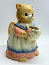 Vintage Takahashi Mama Bear Hand-Painted 8" Ceramic Pitcher Woodland Creature