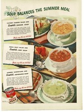 1944 Campbell's Asparagus Soup Beef Chicken in cup Vintage Print Ad