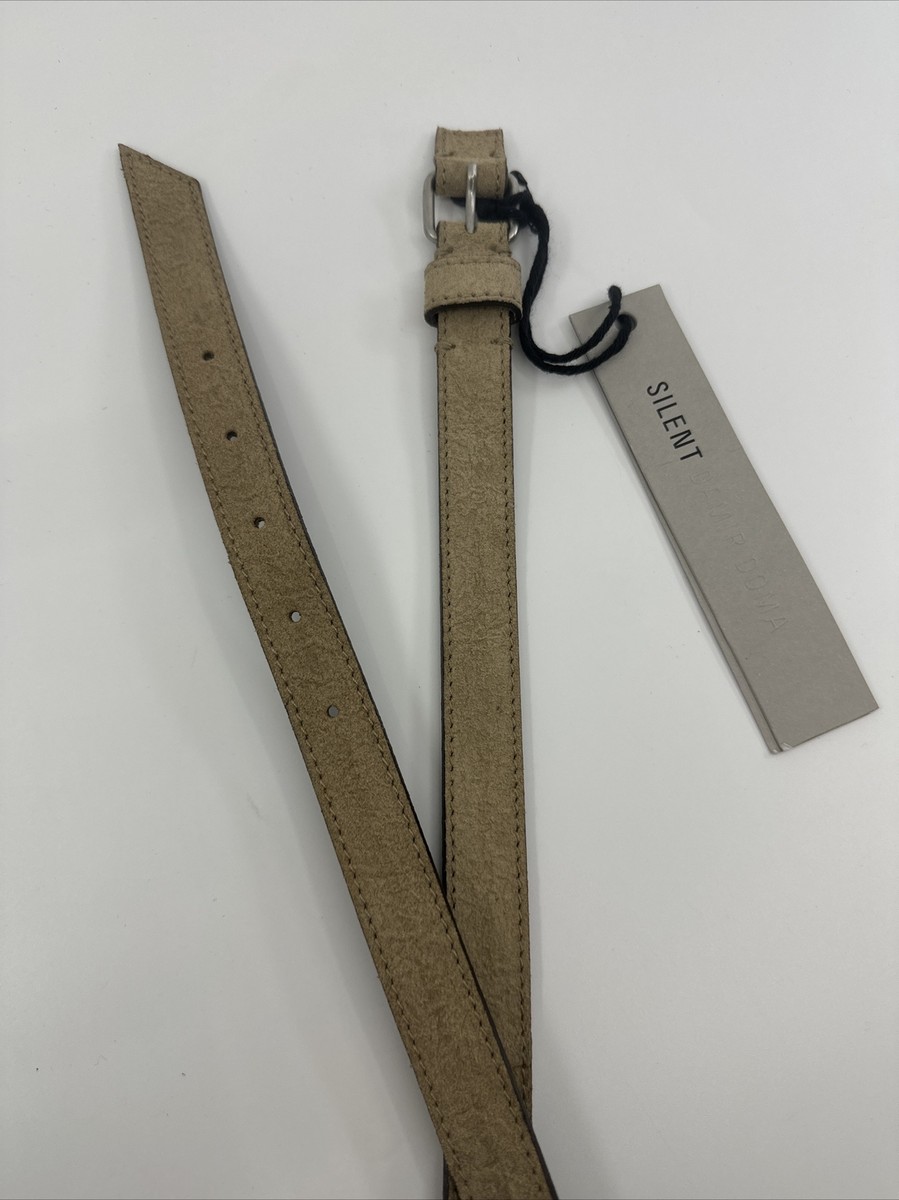 DAMIR DOMA SILENT Skinny Beige Distressed Leather Belt Clincher Silver Buckle DAMIR DOMA SILENT Skinny Beige Leather Belt Clincher Silver  main image 3