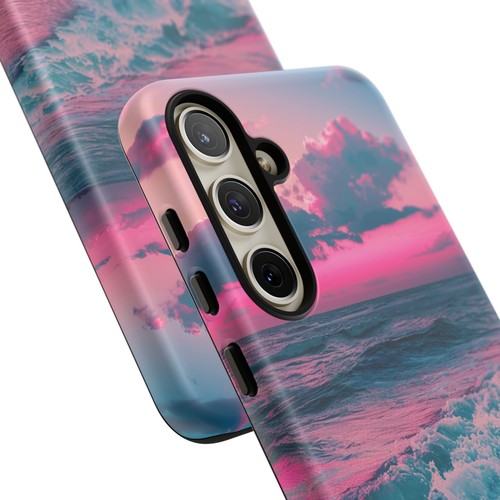 For iPhone | Samsung Galaxy | Pixel Phone Case - Pink Tranquil Beach Waves Neon - 第 106/191 張圖片