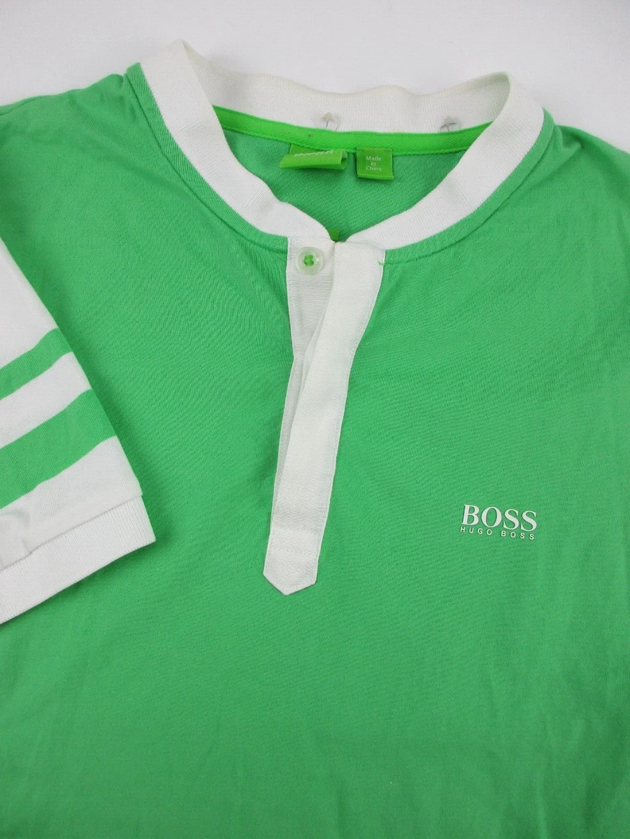 Mens Medium Hugo Boss Slim Fit Green Label golf henley banded
