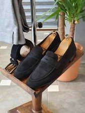 Mocassini mocassini in camoscio nero fatti a mano scarpe mocassino, scarpe eleganti uomo camoscio nero