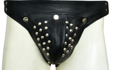 Echtleder schwarz Harness JockStrap Gay Unterwäsche Tanga Slip Jock Strap