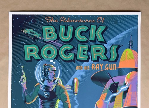 Laurent Durieux BUCK ROGERS Poster VARIANT Mondo GLOW IN DARK Screen Print 29/75 - Picture 14 of 15