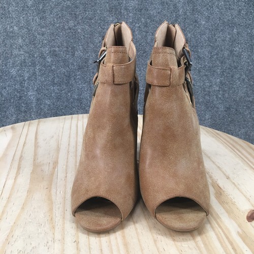 G By Guess Botas Mujer 8.5 M Botines Beige Cuero Punta abierta Tacones Hebilla - Imagen 4 de 12