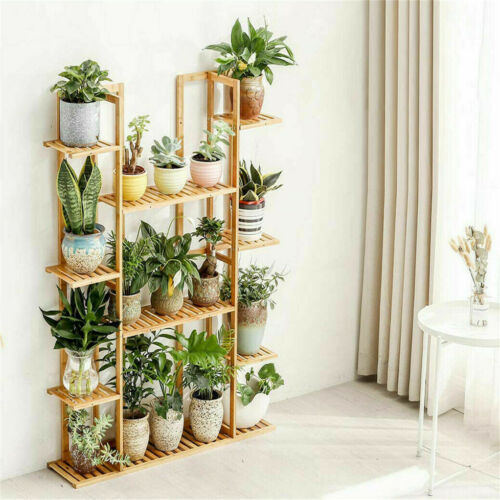 9 Tier Bamboo Plant Stand Corner Shelf Garden Flower Pot Display Indoor Outdoor - Picture 8 of 12