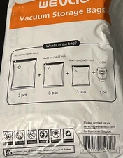 Wevac Combo Vacuum Storage Bag (3 Jumbo, 3 Large, 3 Medium) | Space Saver wit...