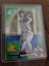 2017 BOWMAN CHROME PROSPECT JUSTIN DUNN GREEN SHIMMER REFRACTOR #/99  METS REDS