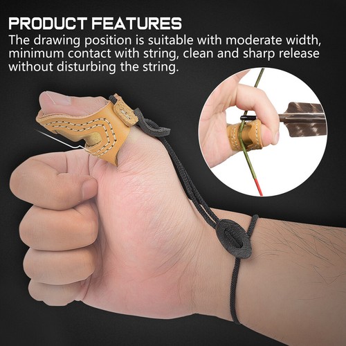 Archery Thumb Ring Soft Leather & Brass Finger Protector for Archery Bow Yellow - Picture 6 of 6