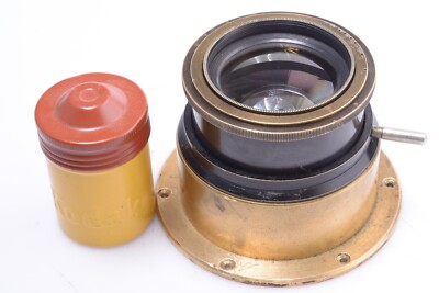   BRASS ANTIQUE F/5.8 COATED LENS 9X12CM VIEW OR REFLEX CAMERA APP. 150MM