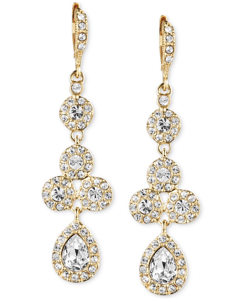 $48 GIVENCHY GOLD TONE CRYSTAL DROP EARRINGS G2 | eBay