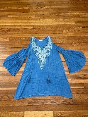 Exist Women's Size Medium Cold Shoulder Floral Embroidered Long-Sleeve Blouse