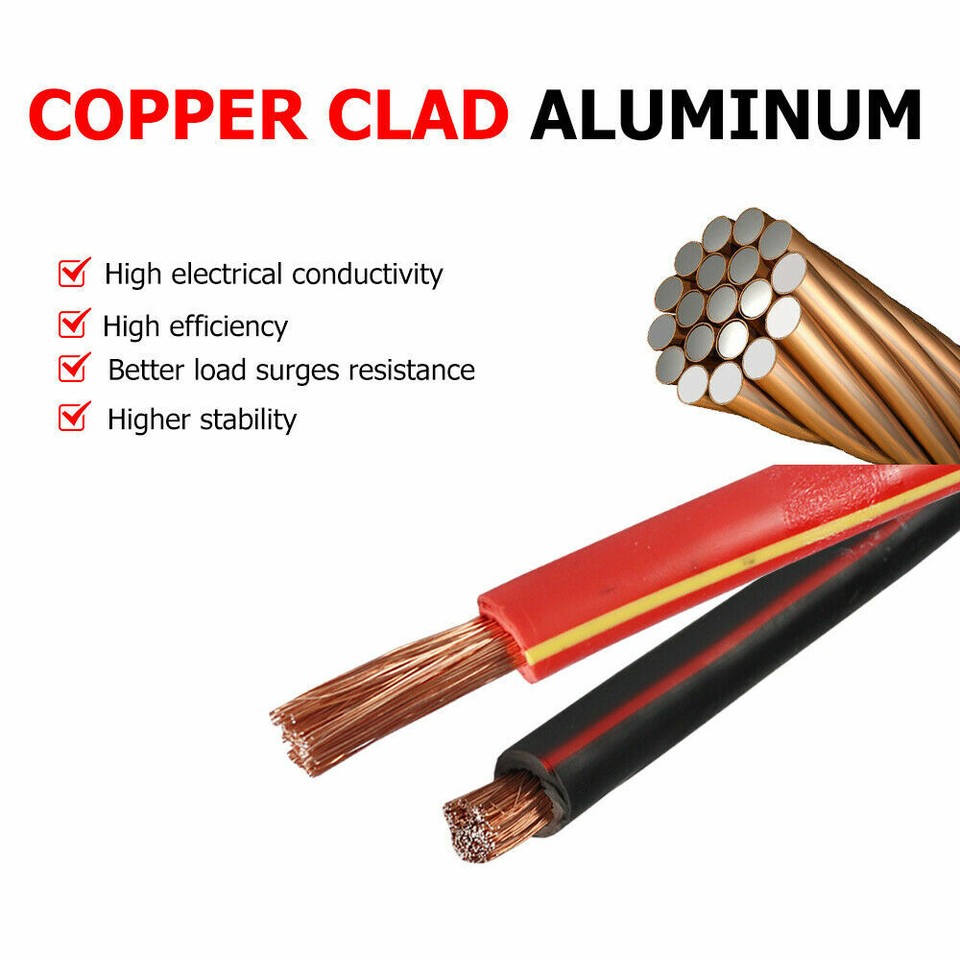 Black Red Power Ground Wire Kit 4 Gauge CCA Car Solar Battery Inverter